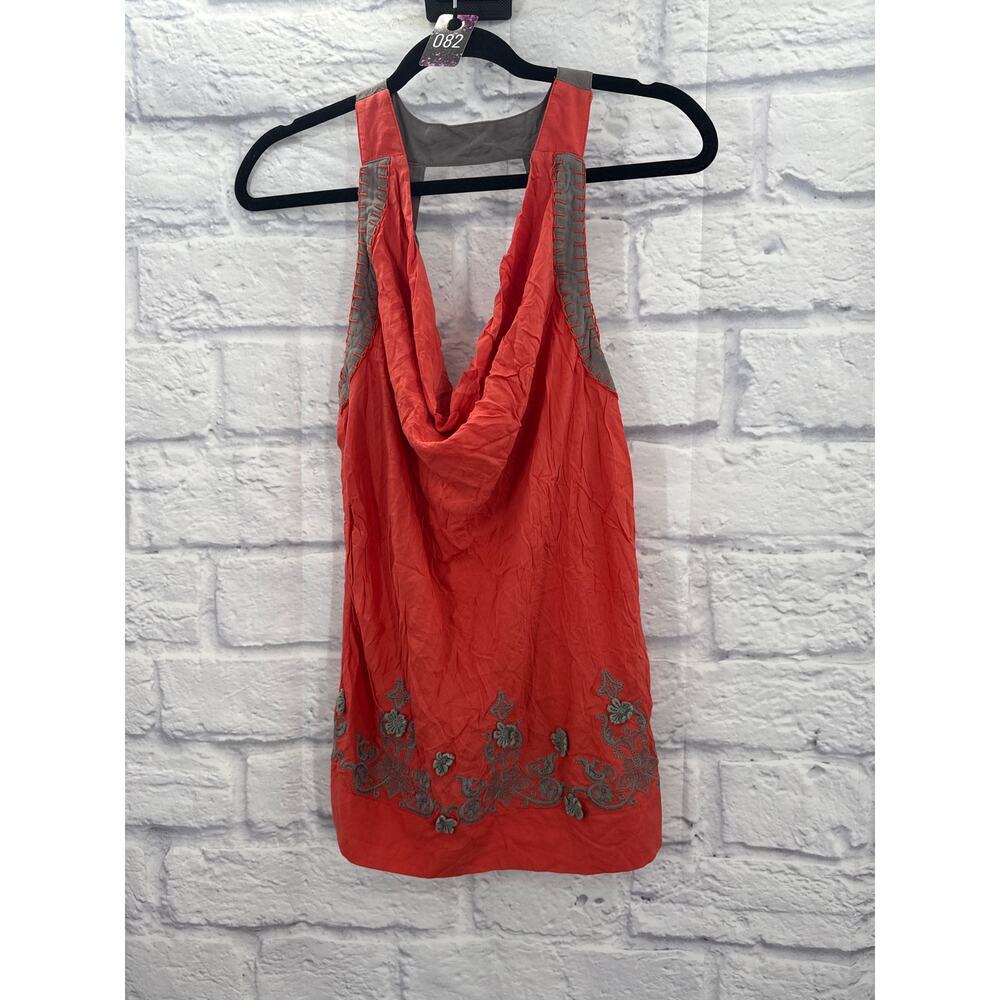Lulumari Orange and Grey Tank with Beautiful Lace Applique Large
